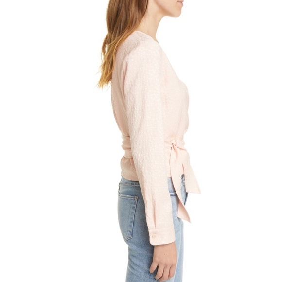 NEW SAMSØE SAMSØE PINK FLORAL JACQUARD WRAP TOP - Picture 5 of 9